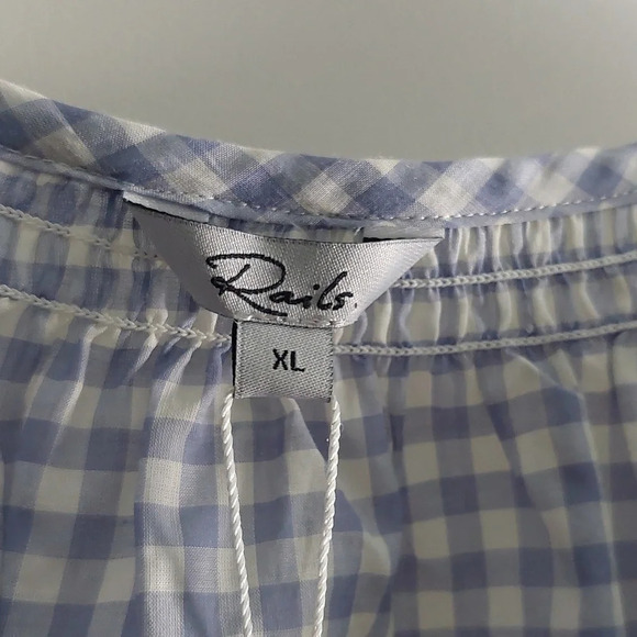 NEW Rails Mariah Carolina Blue Gingham Button Up Top Blouse 1X New Preppy - Picture 5 of 9